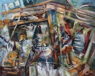 L'homme faux, acrylique sur toile, 81x100cm,2023